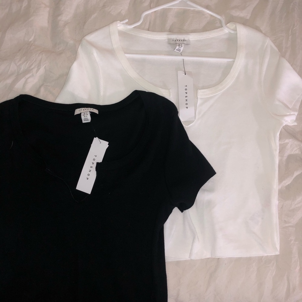 Top Shop White/Black Rib Tees
